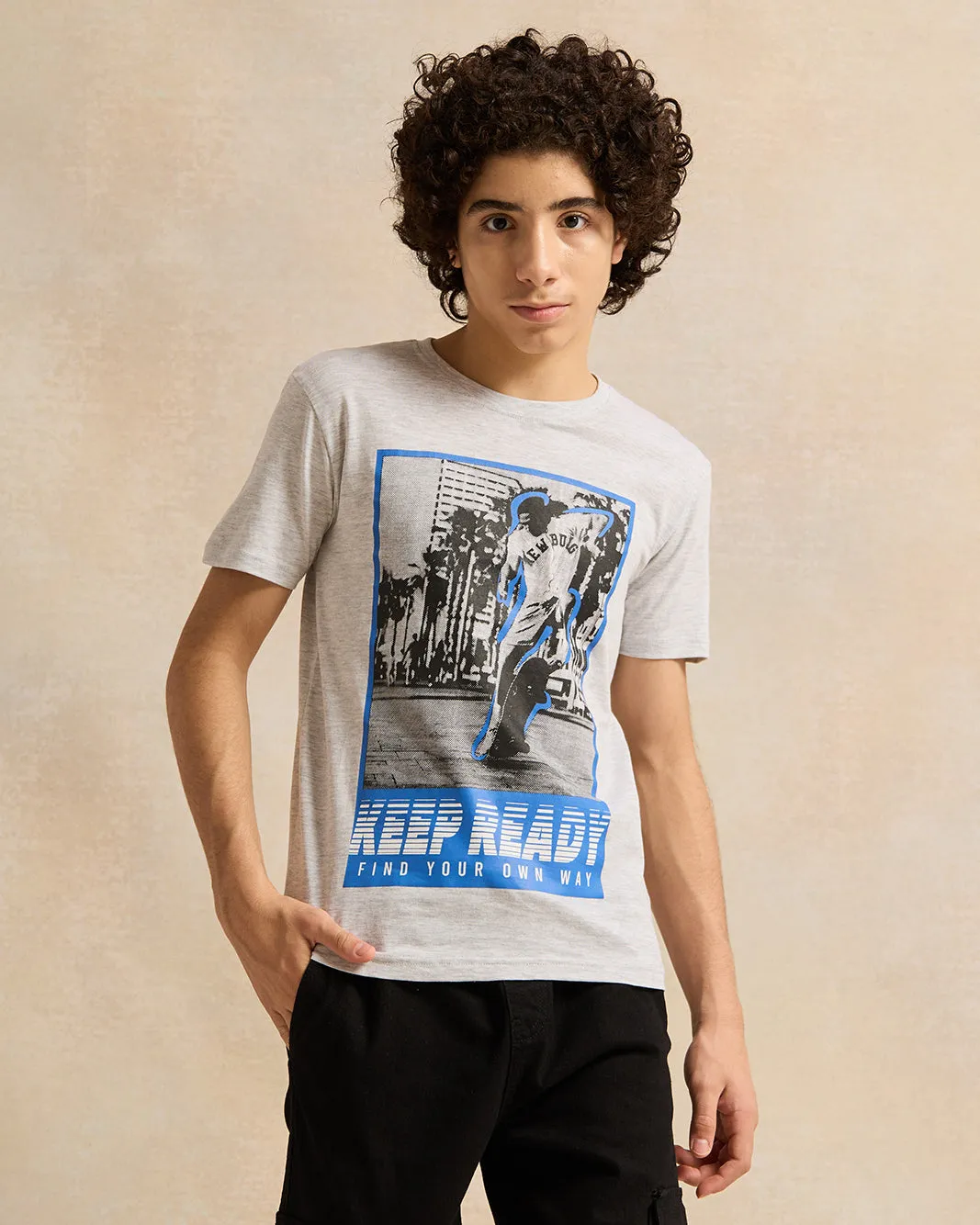 Senior Boys Grey Printed T-Shirt sold by Redtag