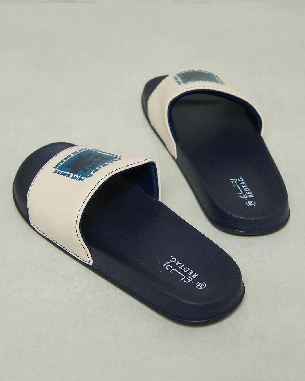 Senior Boys Beige Printed Slide sold by Redtag product image thumbnail 4