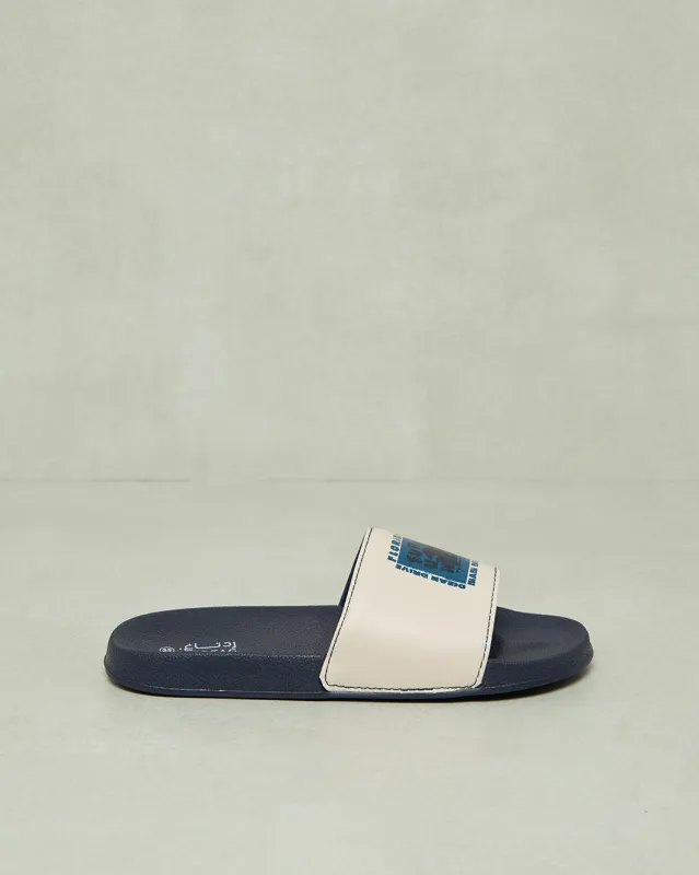 Senior Boys Beige Printed Slide sold by Redtag