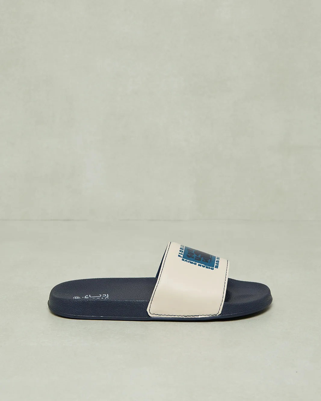 Senior Boys Beige Printed Slide sold by Redtag