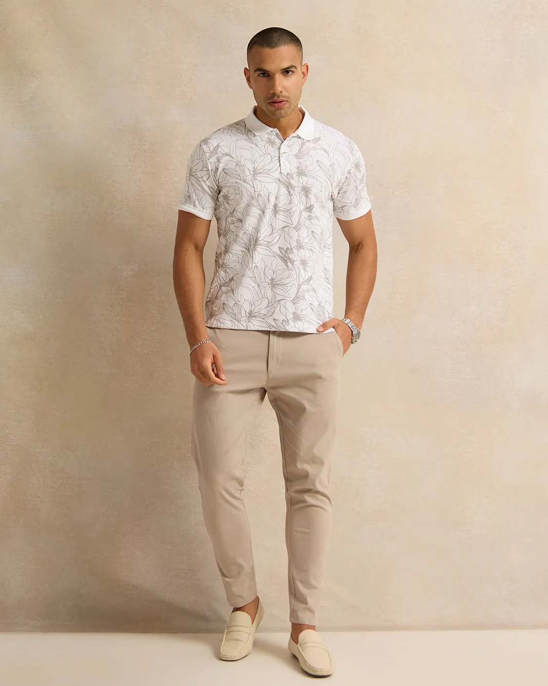 Men White Printed Polo Shirt sold by Redtag product image thumbnail 2