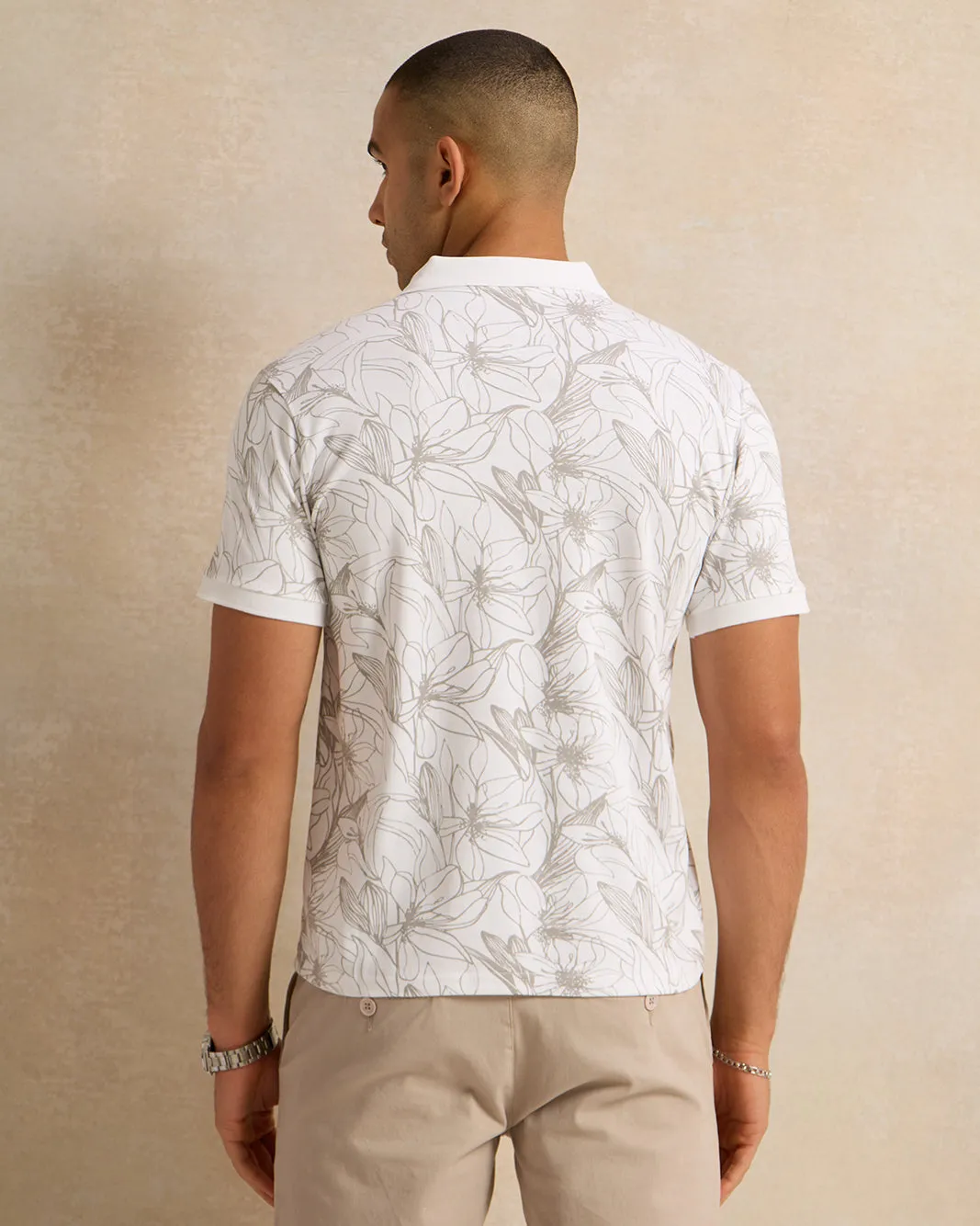 Men White Printed Polo Shirt sold by Redtag product image thumbnail 3