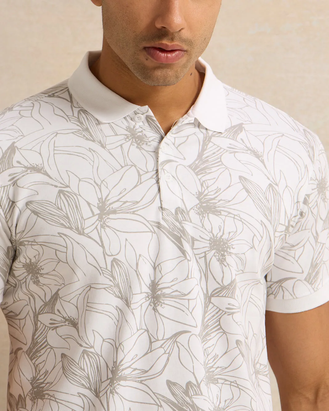 Men White Printed Polo Shirt sold by Redtag product image thumbnail 4