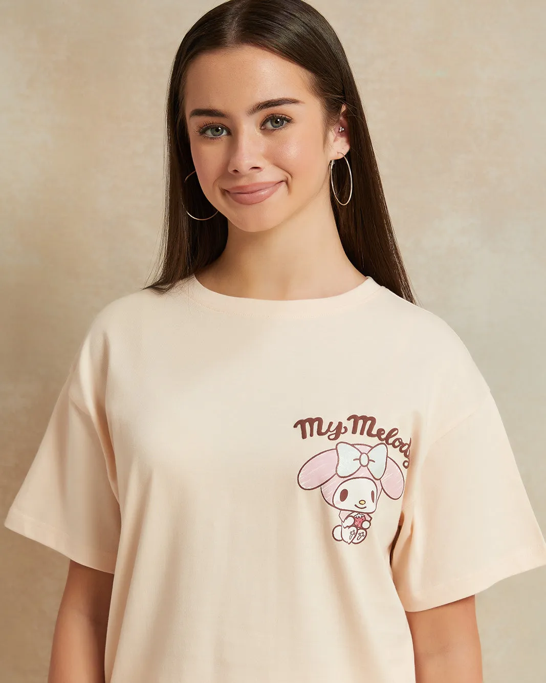 Senior Girls Beige Over Size Printed T-shirt sold by Redtag product image thumbnail 4