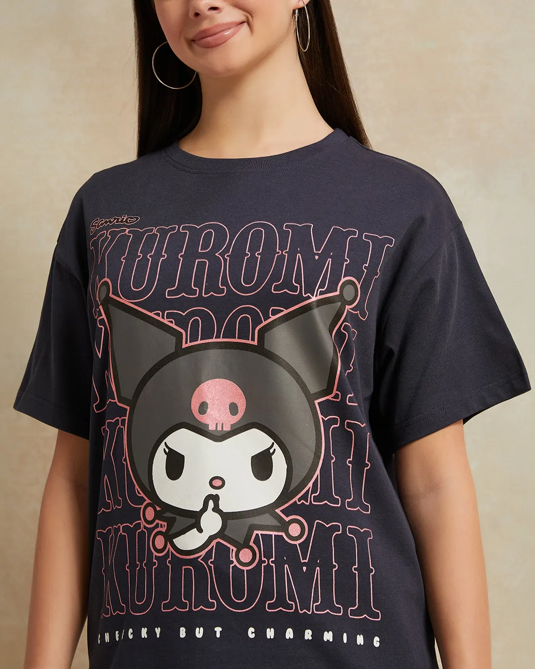 Senior Girls Black Over Size Printed T-shirt sold by Redtag product image thumbnail 4