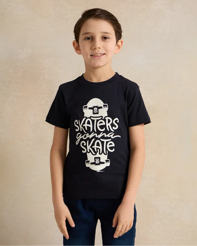Boys Black Printed T-shirt sold by Redtag