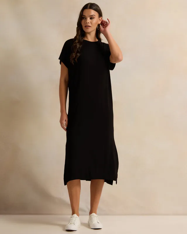 Women Black Short Sleeve Dress sold by Redtag