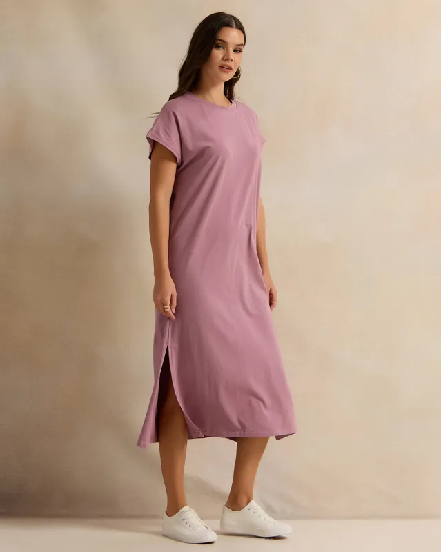 Women Purple Short Sleeve Dress sold by Redtag