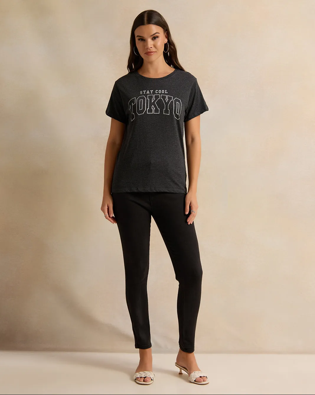 Women Black Printed T-Shirt sold by Redtag product image thumbnail 2