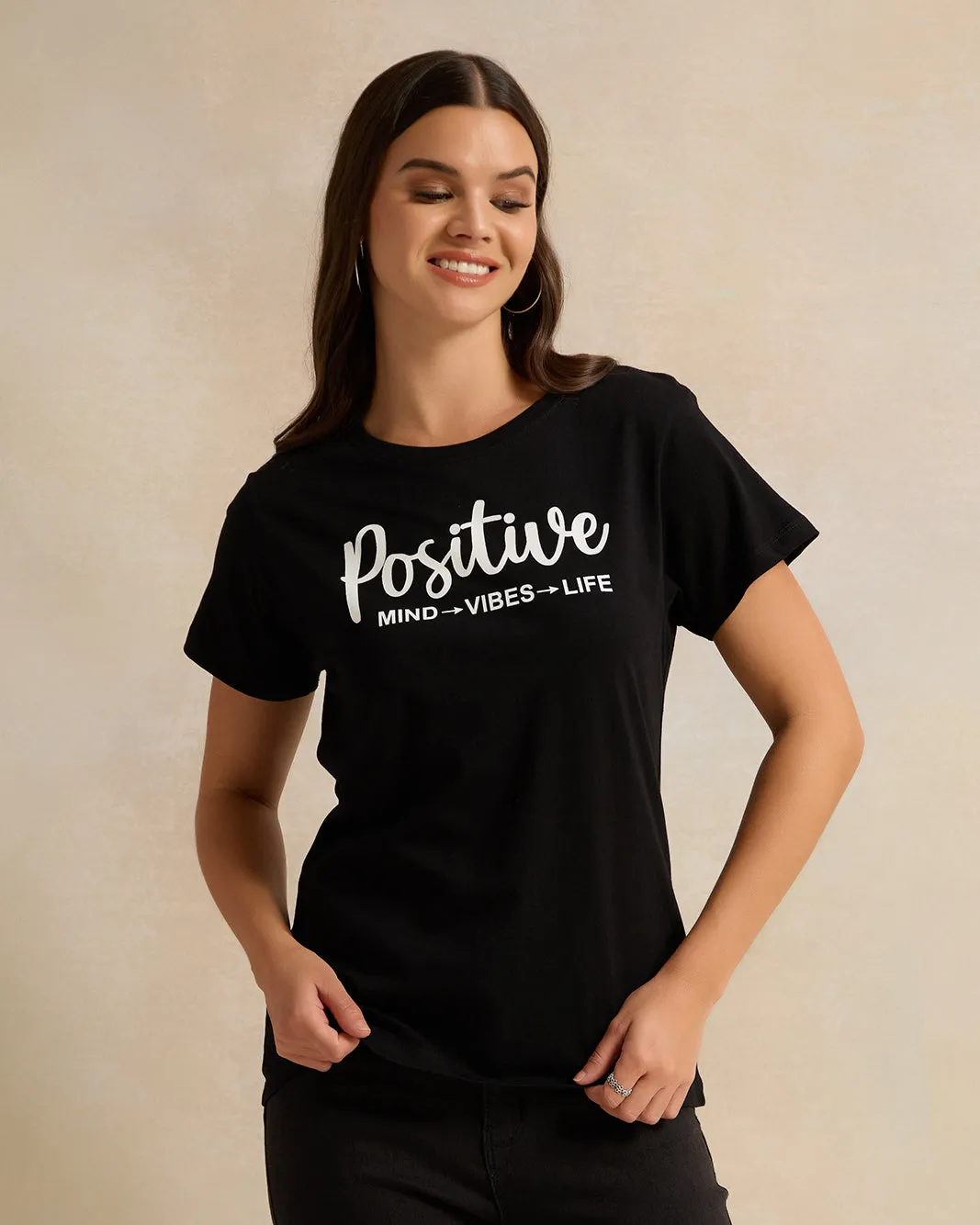 Women Black Printed T-Shirt sold by Redtag