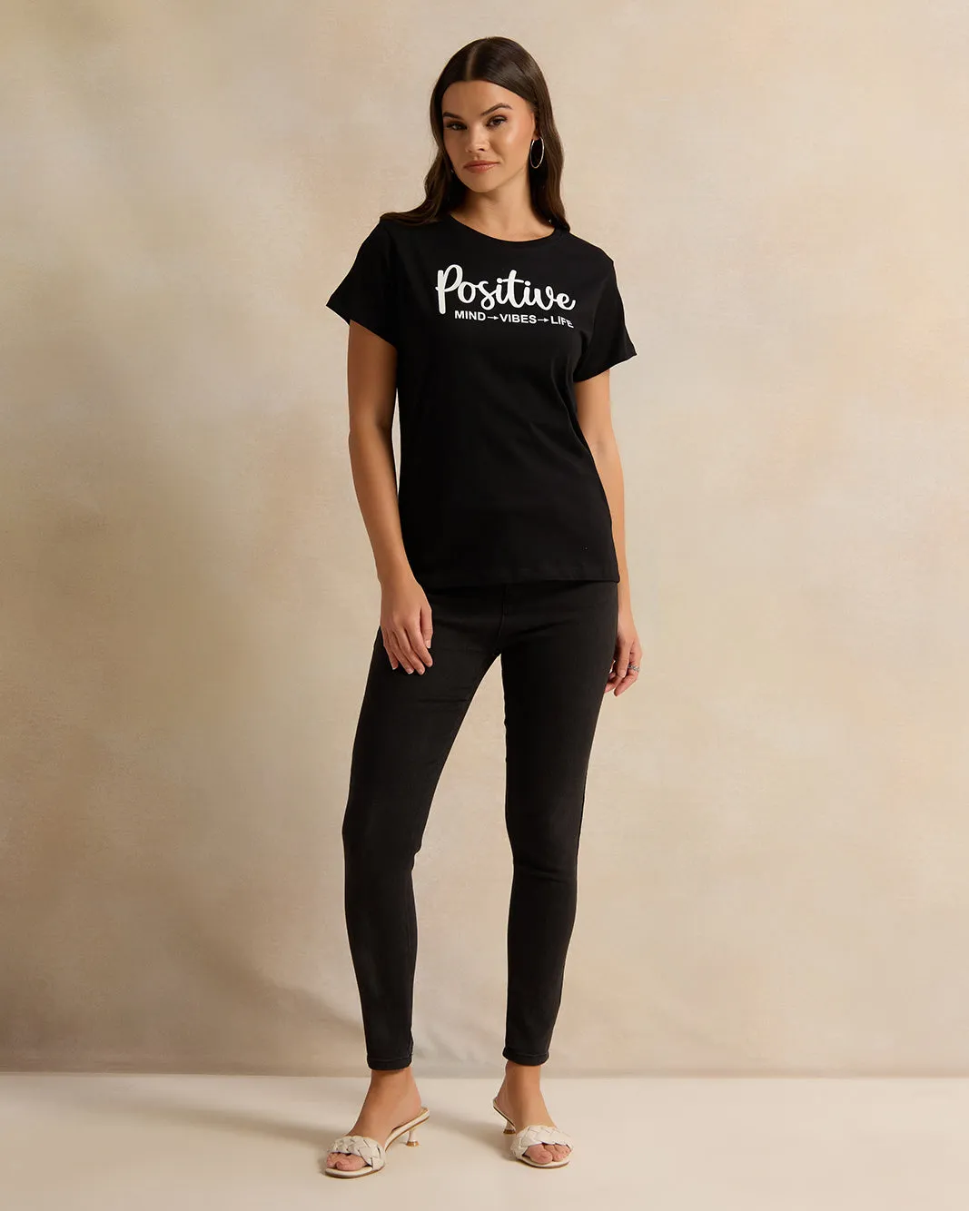 Women Black Printed T-Shirt sold by Redtag product image thumbnail 2