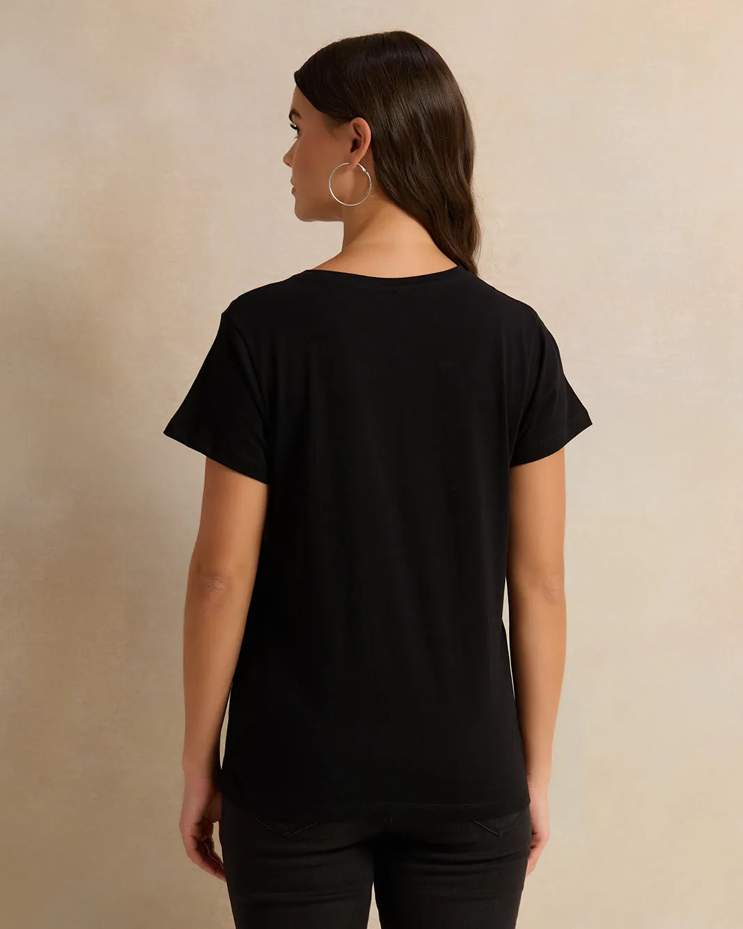 Women Black Printed T-Shirt sold by Redtag product image thumbnail 3