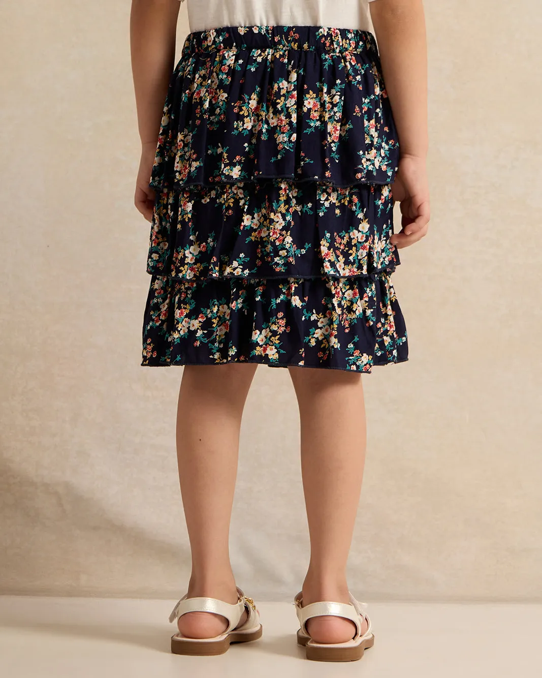 Girls Black Floral Print Skirt sold by Redtag product image thumbnail 3