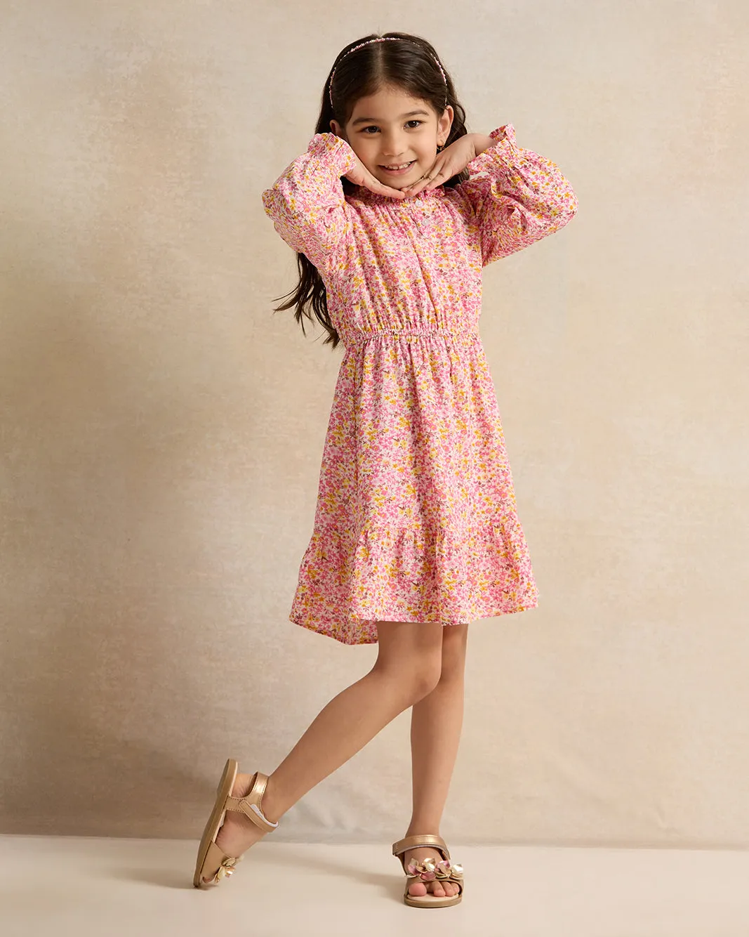 Girls Pink Printed Dress sold by Redtag product image thumbnail 2