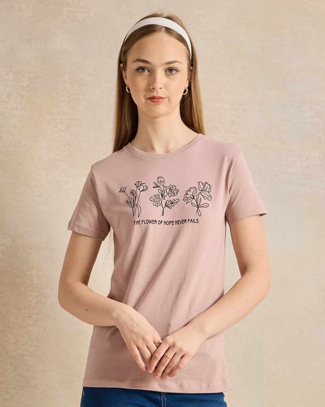 Senior Girls Lilac Printed T-Shirt sold by Redtag