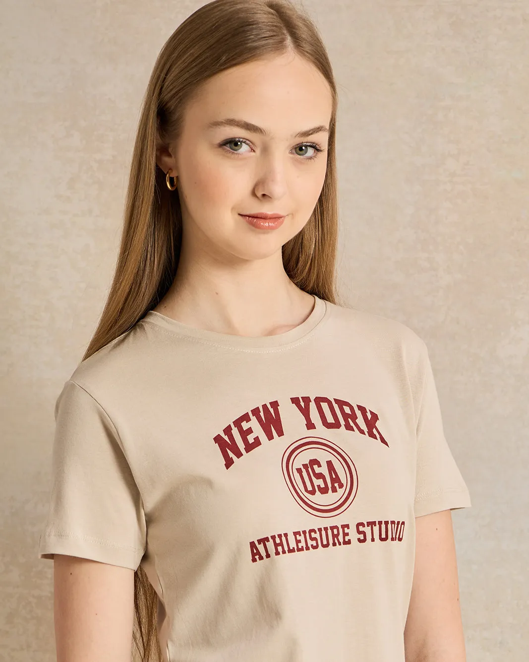 Senior Girls Beige Printed T-Shirt sold by Redtag product image thumbnail 4