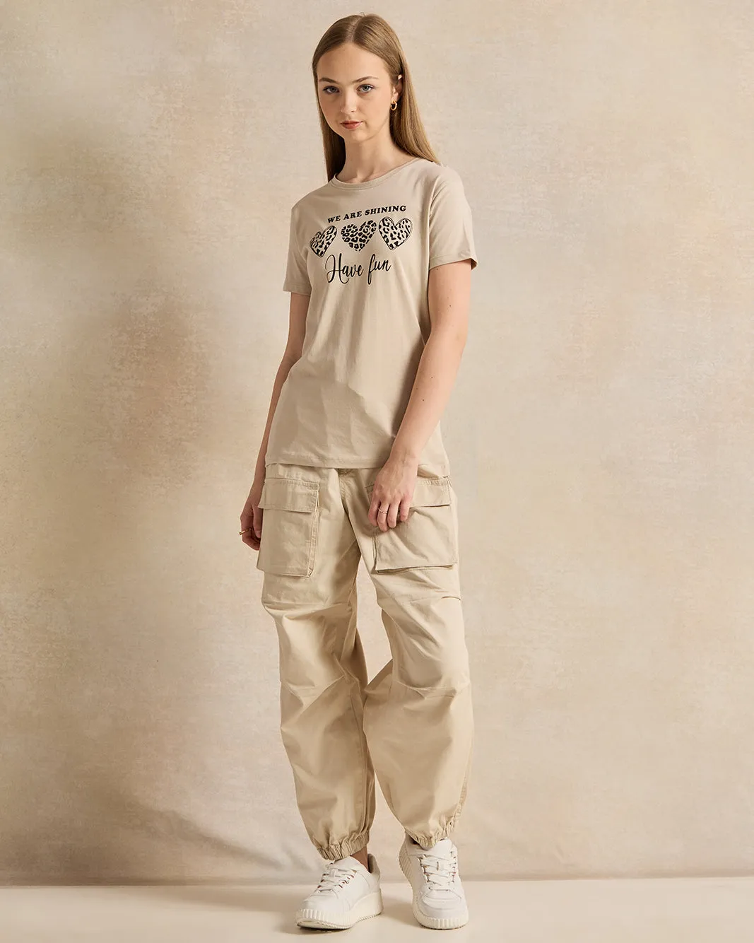 Senior Girls Beige Printed T-Shirt sold by Redtag product image thumbnail 2