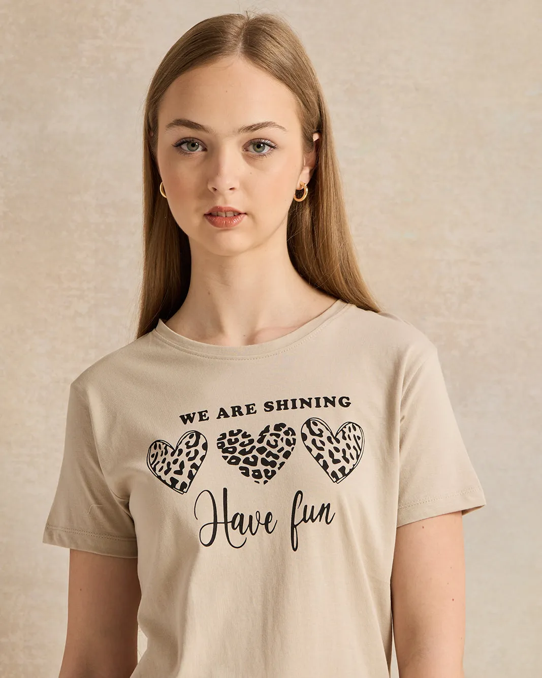 Senior Girls Beige Printed T-Shirt sold by Redtag product image thumbnail 4