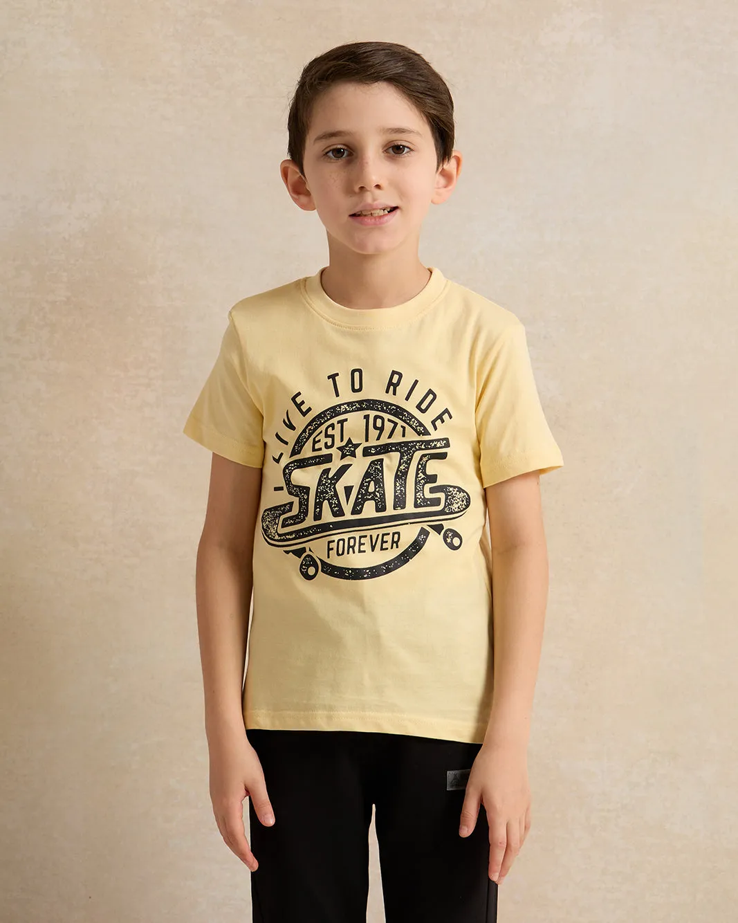 Boys Yellow Printed T-Shirt sold by Redtag