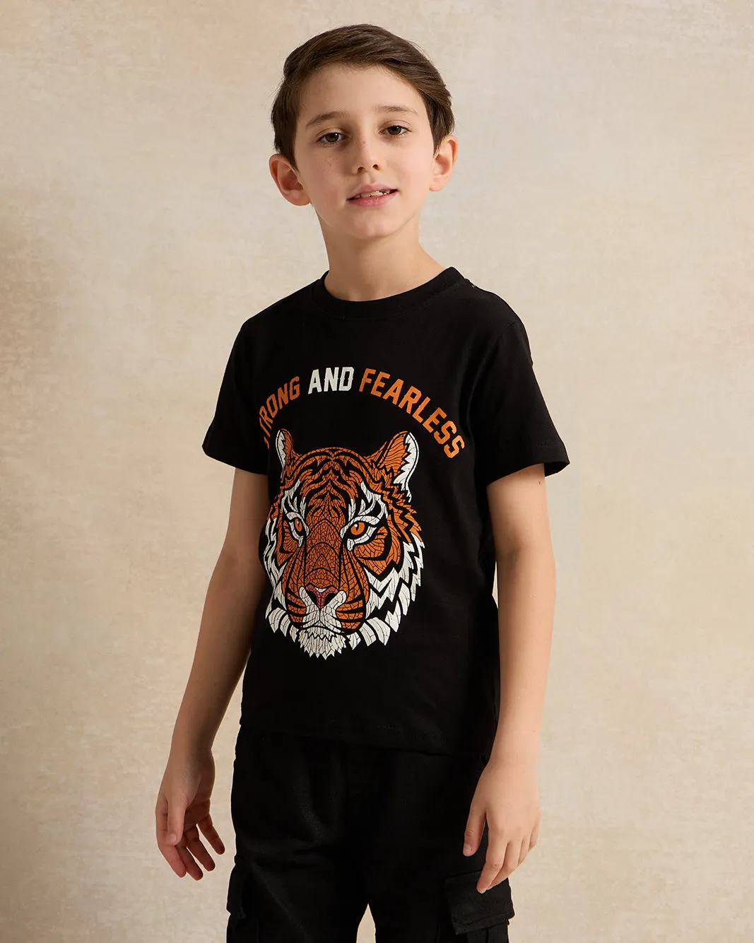 Boys Black Printed T-Shirt sold by Redtag