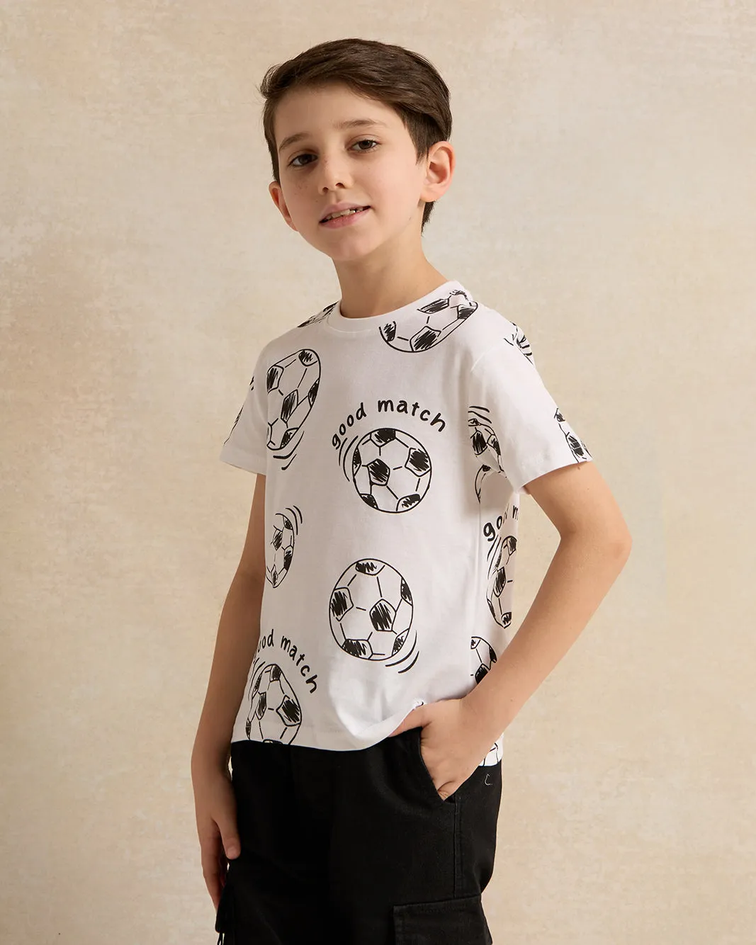Boys White Printed T-Shirt sold by Redtag