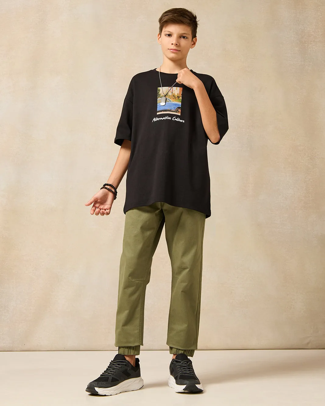 Senior Boys Black Printed Oversize T-Shirt sold by Redtag product image thumbnail 2