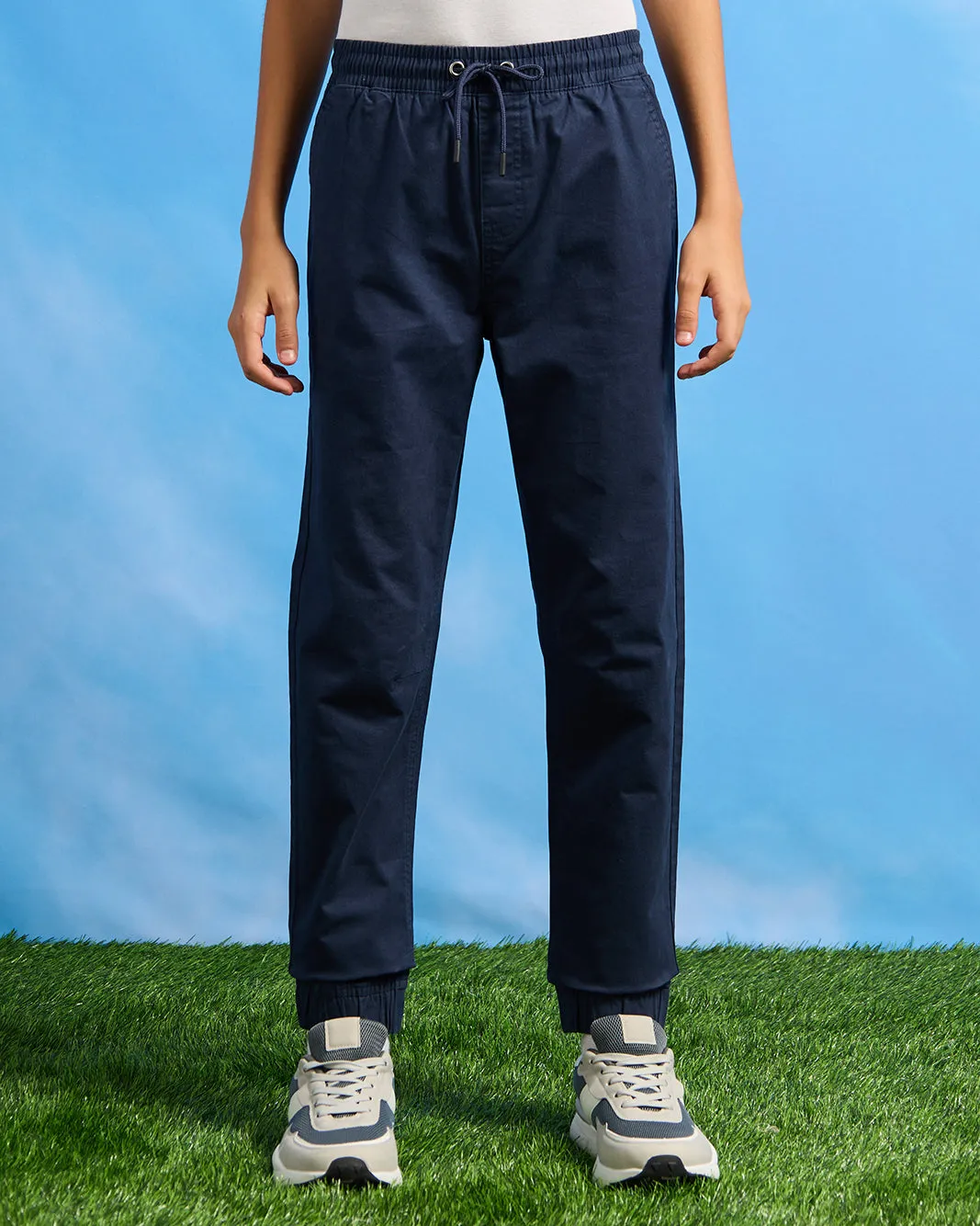 Senior Boys Navy Pull On Solid Joggers sold by Redtag