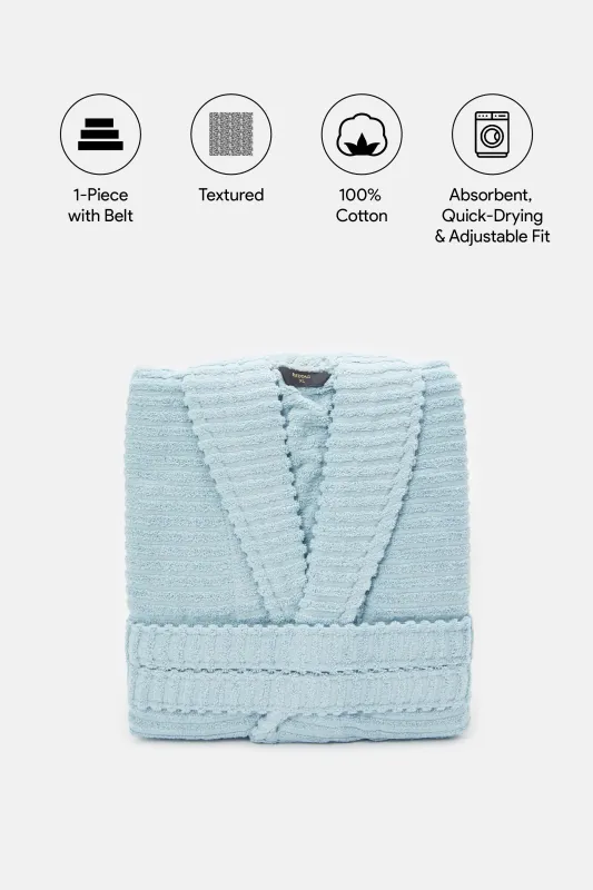 Blue Ribbed Bathrobe sold by Redtag