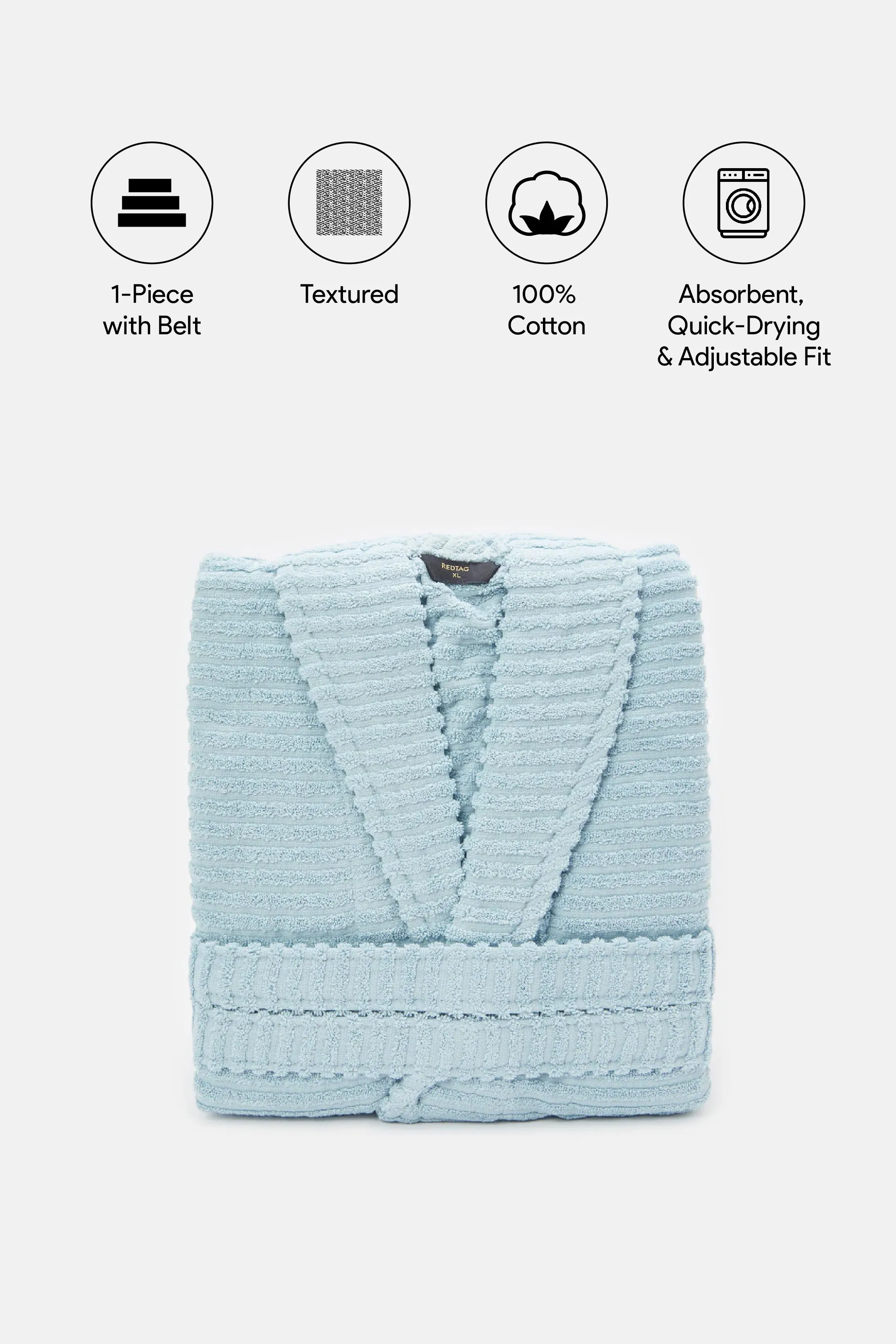 Blue Ribbed Bathrobe sold by Redtag