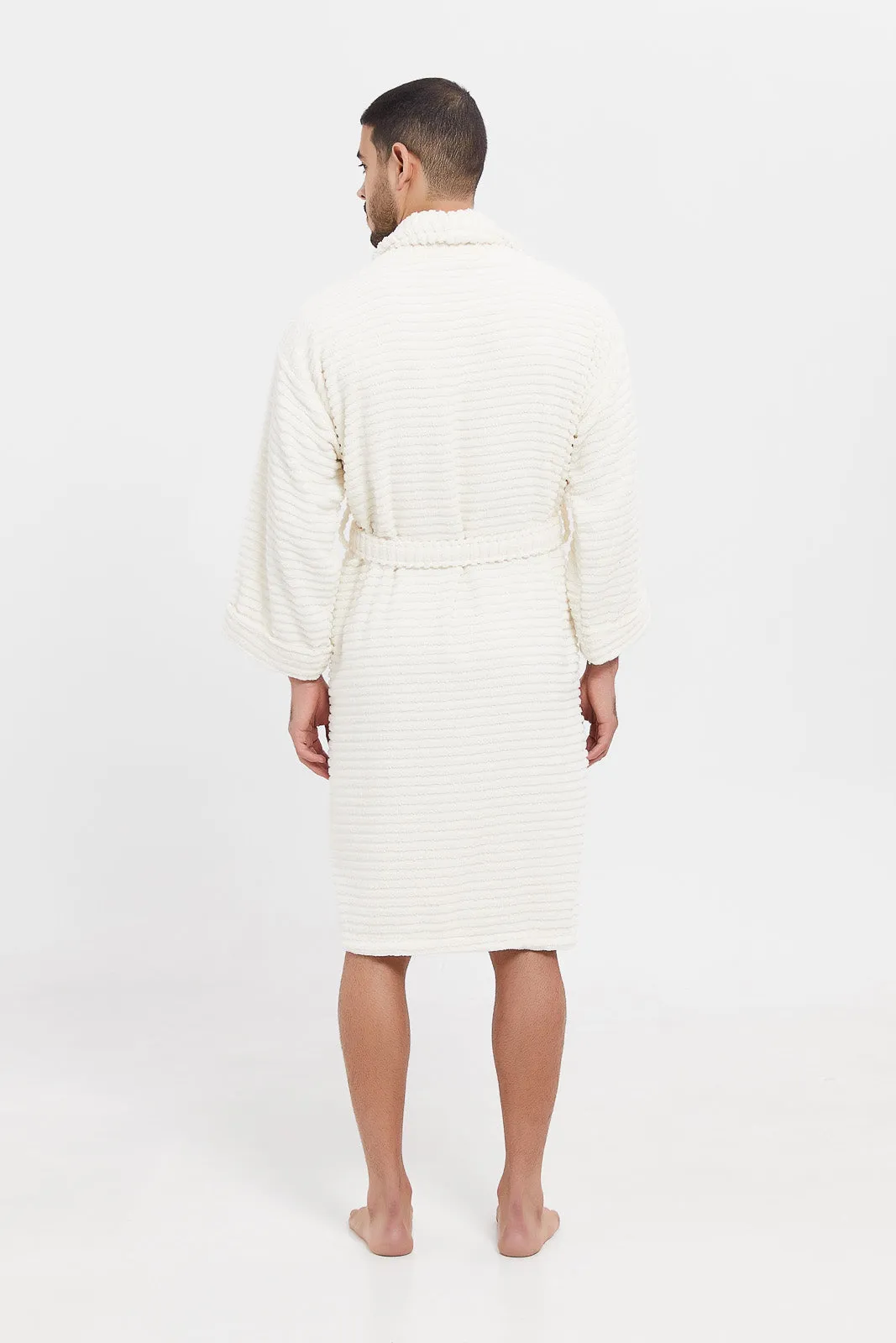 Cream Ribbed Bathrobe sold by Redtag product image thumbnail 4