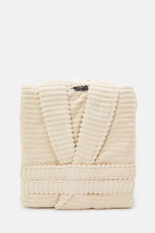 Beige Ribbed Bathrobe sold by Redtag