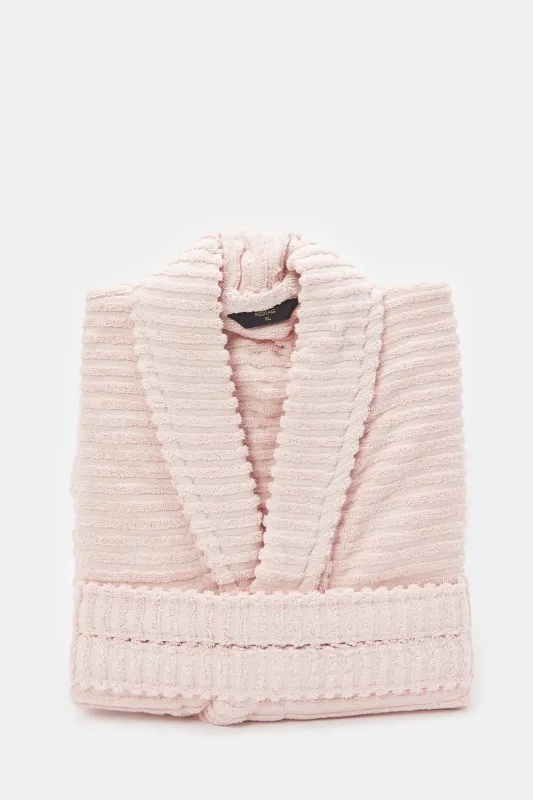 Pink Ribbed Belted Bathrobe sold by Redtag