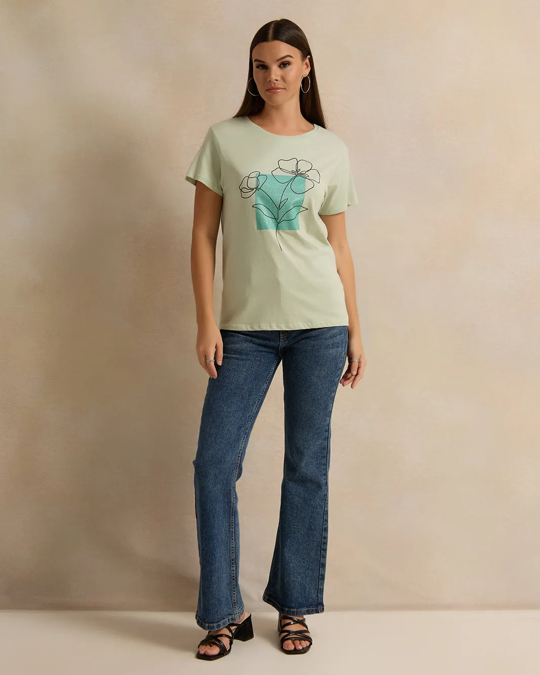Woman Green Printed T-shirt sold by Redtag product image thumbnail 2