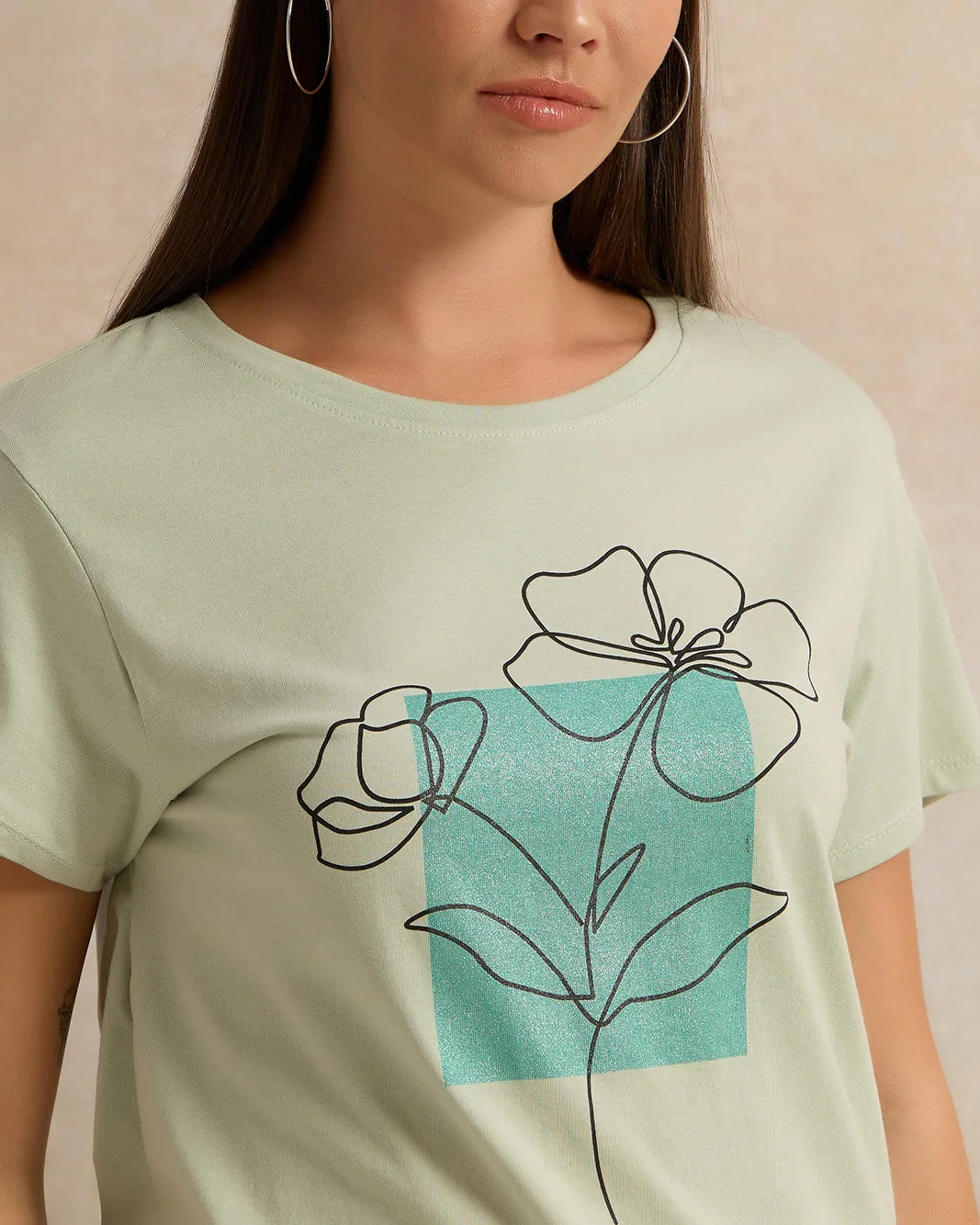 Woman Green Printed T-shirt sold by Redtag product image thumbnail 4