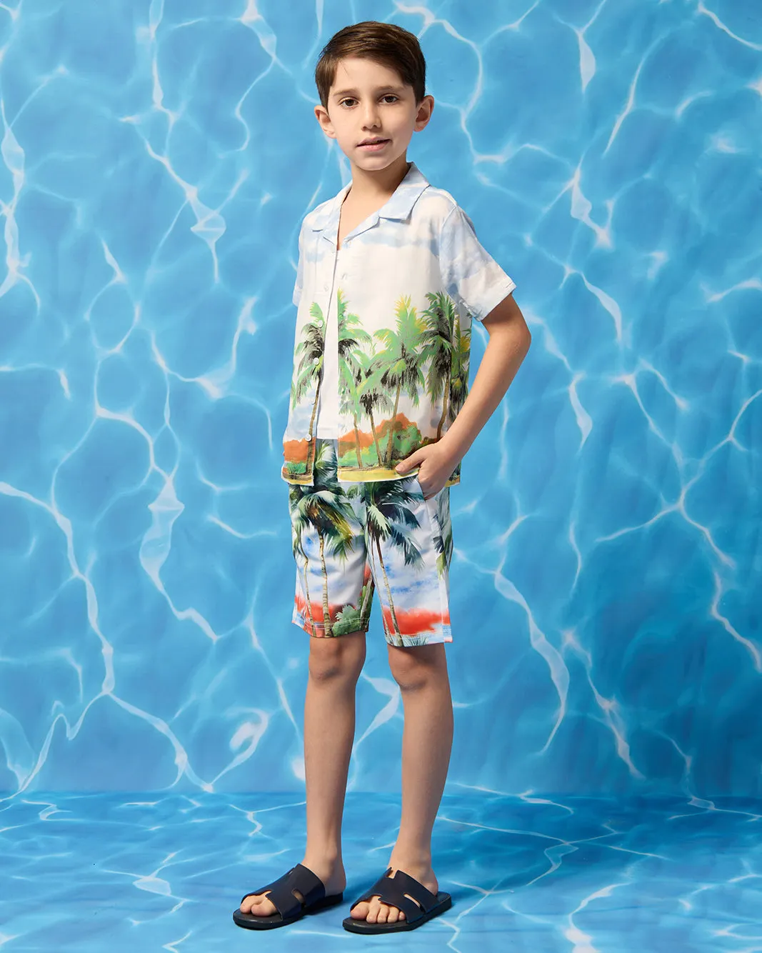 Boys White Palm Printed Shirt sold by Redtag product image thumbnail 2