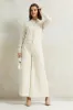 Women Cream Jacquard Wide Leg Pant sold by Redtag