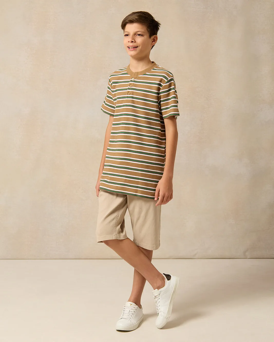 Senior Boys Brown Striped Polo Shirt sold by Redtag product image thumbnail 2