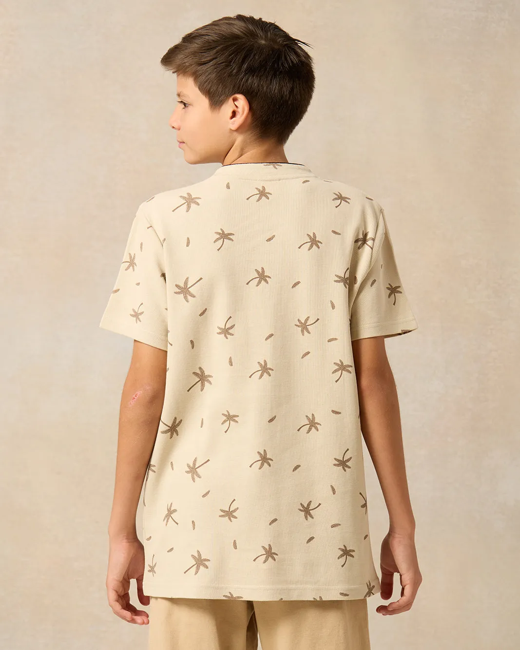 Senior Boys Beige Printed Polo Shirt sold by Redtag product image thumbnail 3