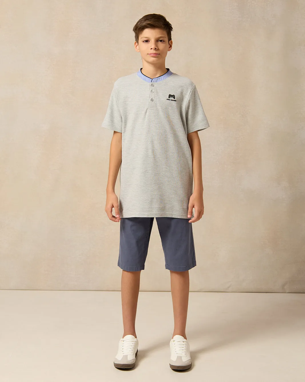 Senior Boys Grey Printed Polo Shirt sold by Redtag product image thumbnail 2