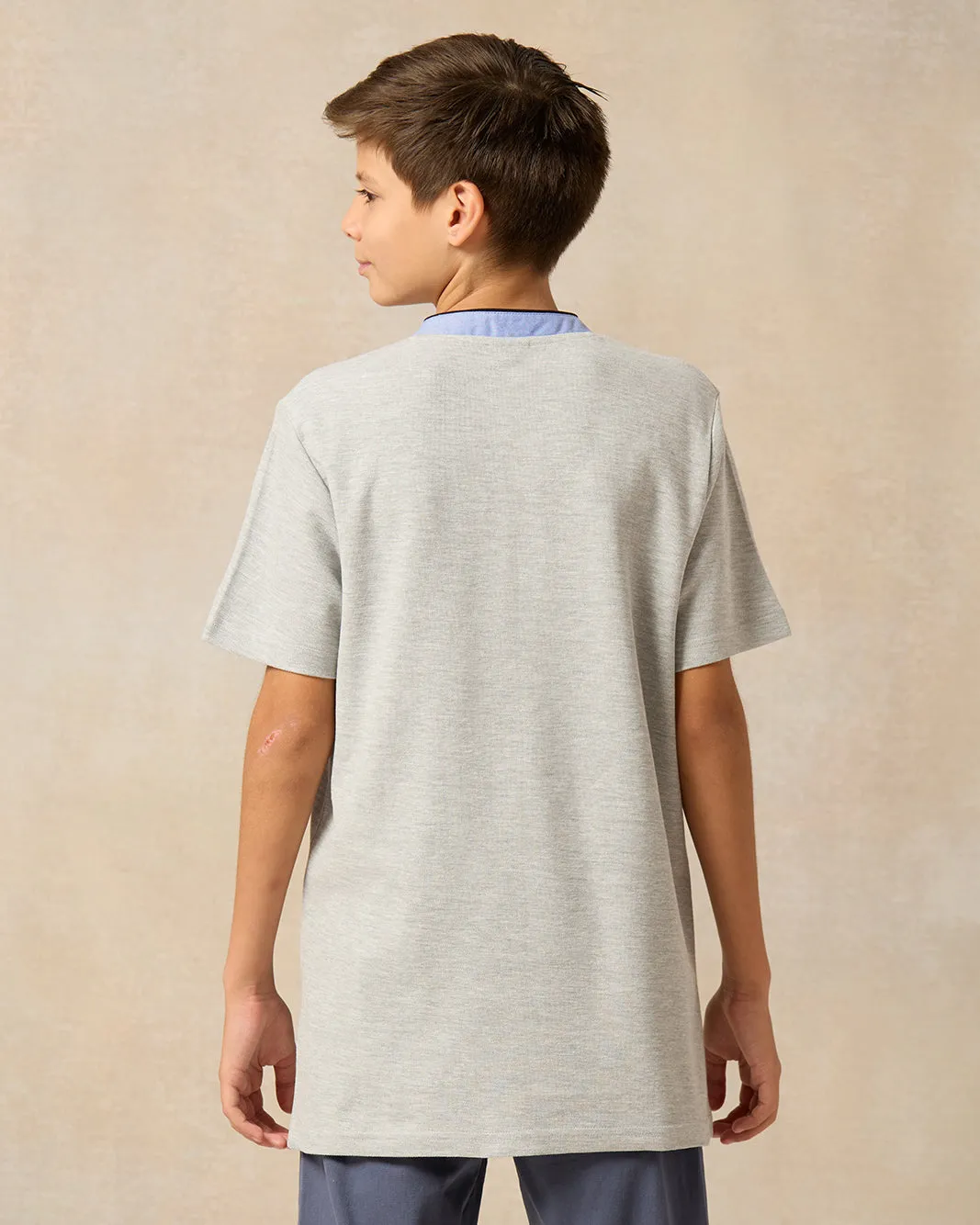 Senior Boys Grey Printed Polo Shirt sold by Redtag product image thumbnail 3