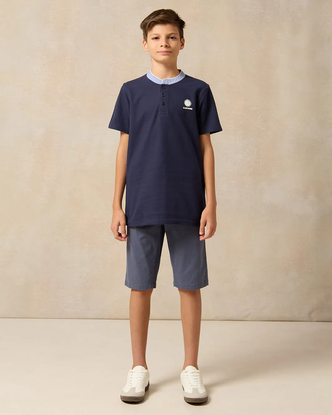 Senior Boys Navy Printed Polo Shirt sold by Redtag product image thumbnail 2