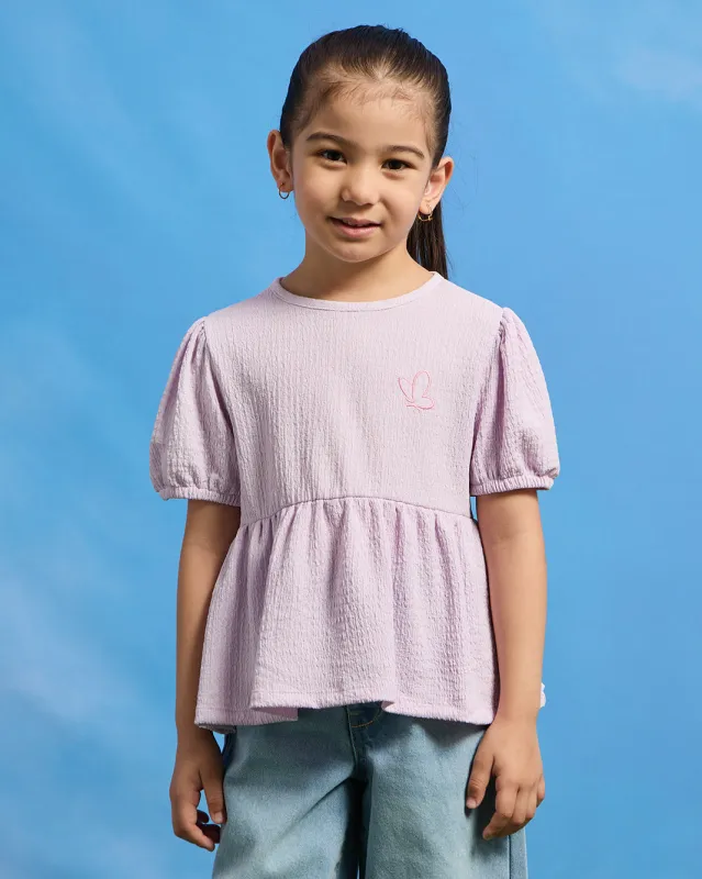 Girls Lilac Jacquard Casual Top sold by Redtag