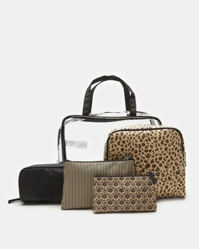 Women Brown And Brown Cosmetic Pouch Set (5 Piece) sold by Redtag