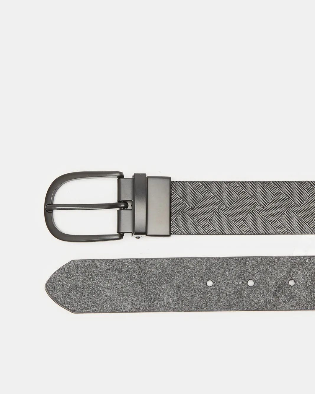 Men Black Textured Twist Buckle Belt sold by Redtag product image thumbnail 2