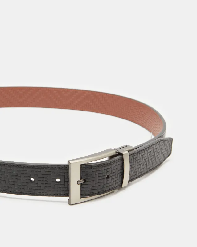 Men Black And Tan Twist Buckle Belt sold by Redtag
