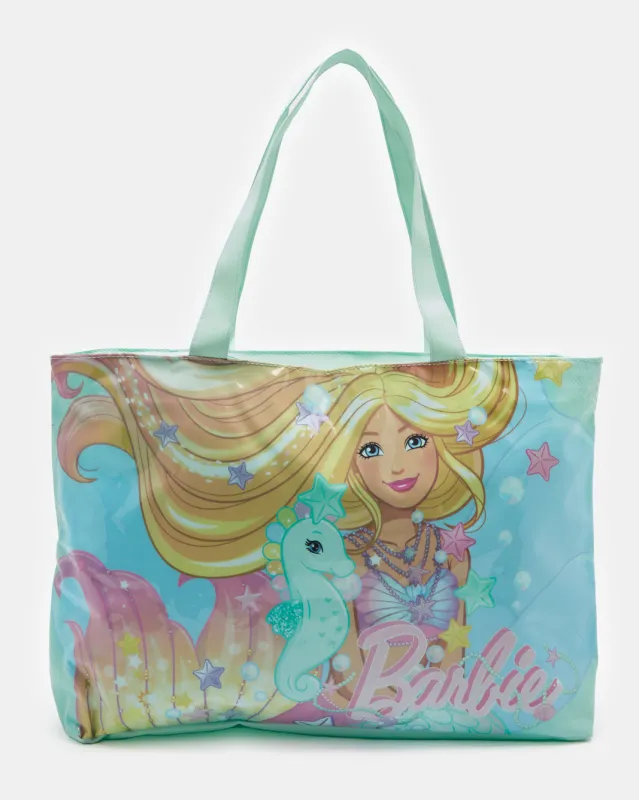 Girls Teal Barbie Tote Bag sold by Redtag