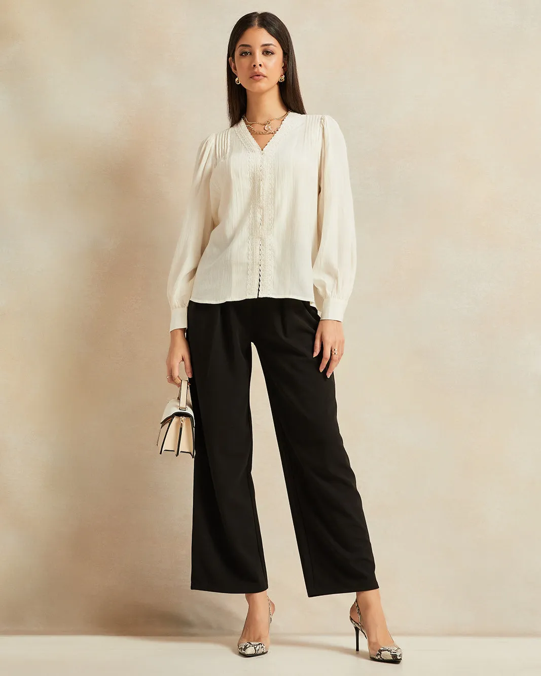 Women Beige Textured Blouse sold by Redtag product image thumbnail 2