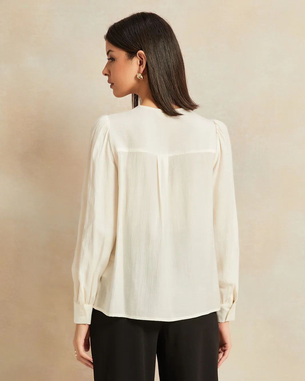 Women Beige Textured Blouse sold by Redtag product image thumbnail 3