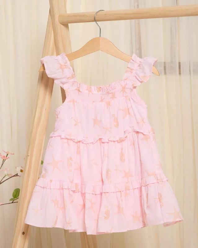 Infant Girls Pink Printed Dress sold by Redtag