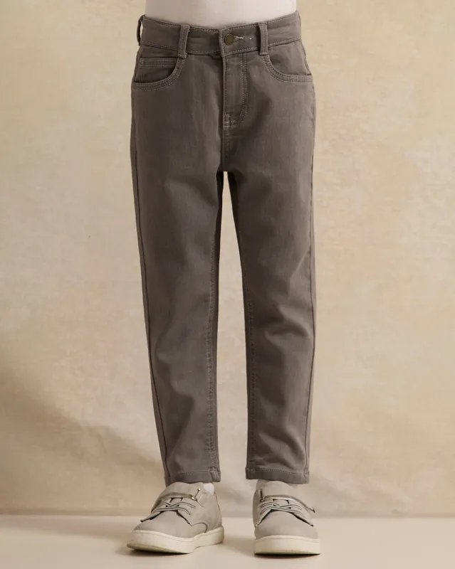 Boys Grey Solid Jeans sold by Redtag